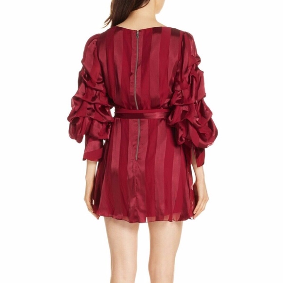 NWT $495 Alice + Olivia Santina Tuck Sleeve Mini Dress in Red - sizes 2 and 4! - Picture 4 of 9